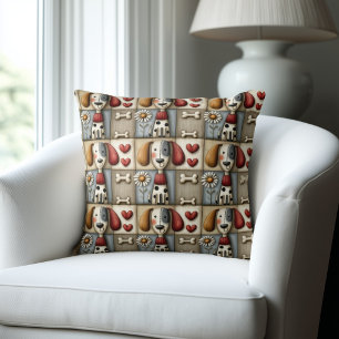 Coussin Motif de chien patchwork de campagne