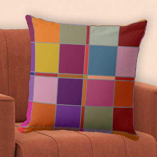 Coussin Motif de chute géométrique À damiers color