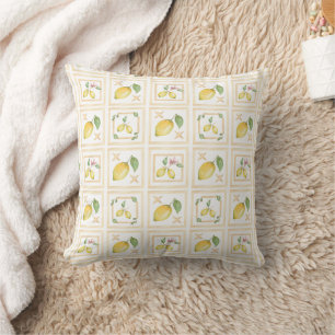 Coussin Motif de citron agrumes méditerranéen