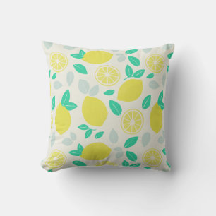 Coussin Motif de citron d'été en crème
