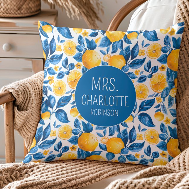 Coussin Motif de citron Fruit tropical personnalisé Couple (Créateur téléchargé)