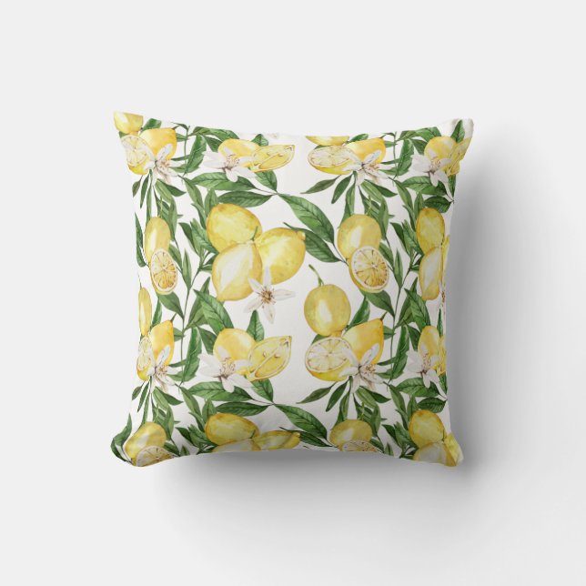Coussin Motif de citrons et citrons d'été (Recto)