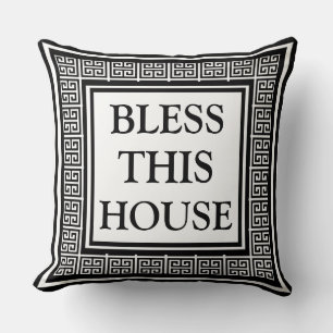 Coussin Motif de clé grecque moderne et élégant Béni soit 