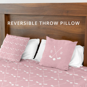 Coussin Motif de club de golf Monogram rose réversible mod
