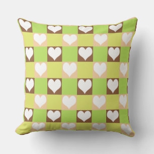 Coussin Motif de cœur à damier rétro