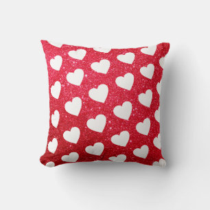 Coussin Motif de coeur mignon Parties scintillant rouge bl