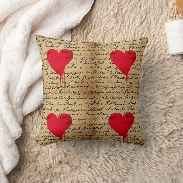 Coussin Motif de cœur moderne avec fond de script (3) (Couverture)