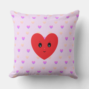 Coussin Motif de cœur rose clair et violet