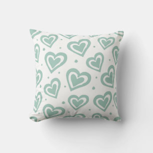 Coussin Motif de coeur vert et blanc