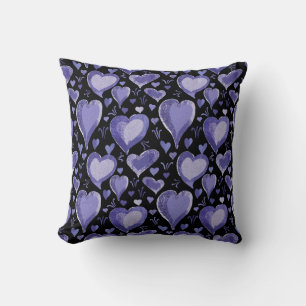 Coussin Motif de coeur violet Dessin Saint Valentin