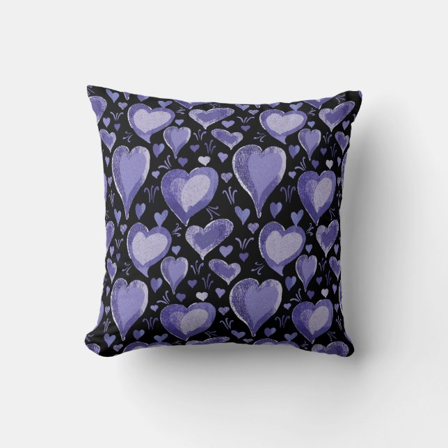 Coussin Motif de coeur violet Dessin Saint Valentin (Recto)