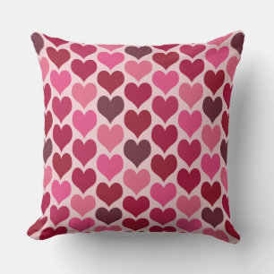 Coussin Motif de cœurs roses et rouges