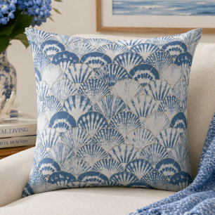Coussin Motif de coquillage bleu côtier de plage