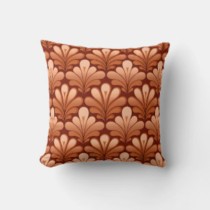 Coussin Motif de coquille Art déco, cuivre et rouille Brow