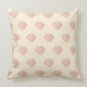 Coussin Motif de coquille d'huître de mer en ivoire