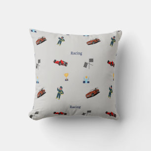 Coussin Motif de course en gris