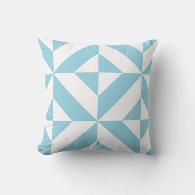Coussin Motif de cube géométrique bleu océan (Recto)