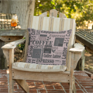 Coussin motif de cuisine rétro pour latte espresso
