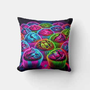 Coussin Motif de cupcakes à néon