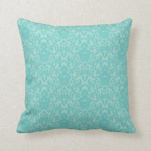 Coussin Motif de Damas turquoise doux