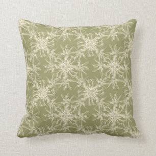Coussin Motif de Damas vert d'olive dorée