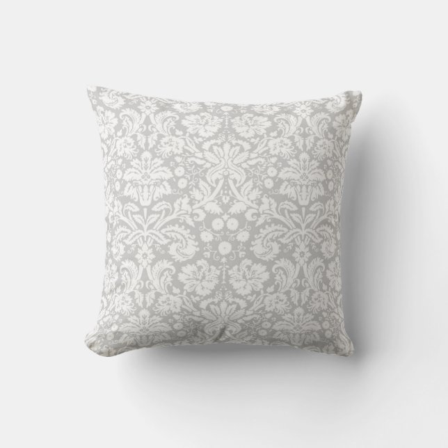 Coussin Motif de damassé de gris argenté (Recto)