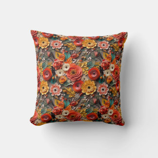 Coussin motif de découpage papier floral 3d