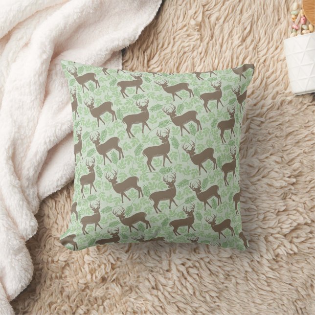 Coussin Motif de Deer sur Green Nature (Couverture)