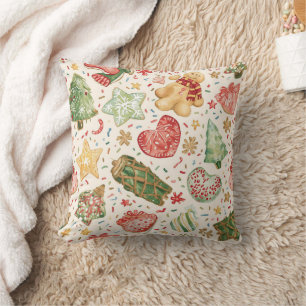 Coussin Motif de défilé de biscuits de fête   Cookies de v