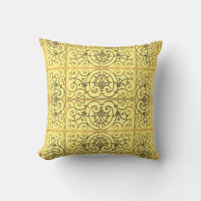 Coussin Motif de défilement jaune (Recto)