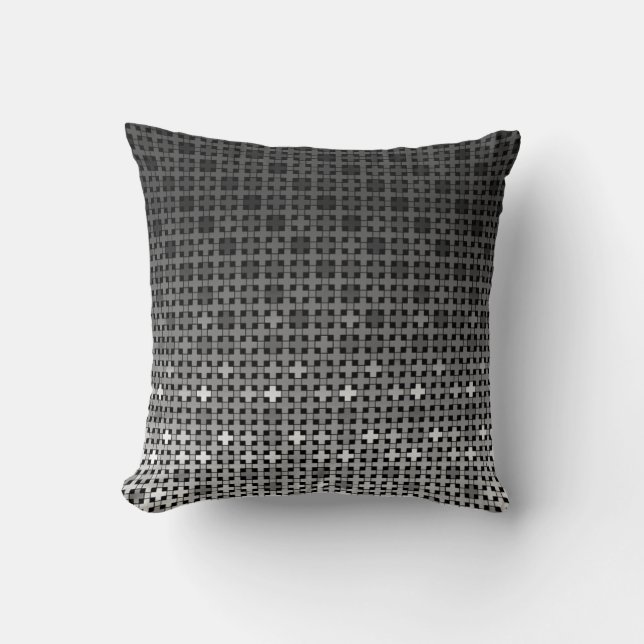 Coussin Motif de dégradé géométrique noir et blanc (Recto)
