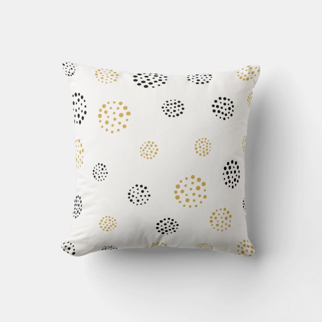 Coussin Motif de démarrage abstrait or et gris (Recto)