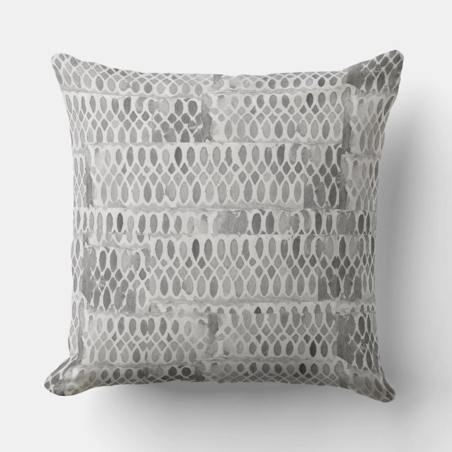 Coussin Motif de dentelle aquarelle gris abstrait (Recto)