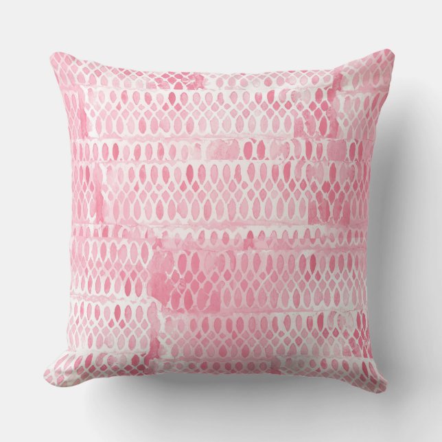 Coussin Motif de dentelle contemporaine rose pâle (Recto)