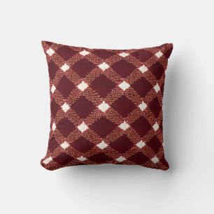Coussin Motif de diamant à crème de marron texturé en lain