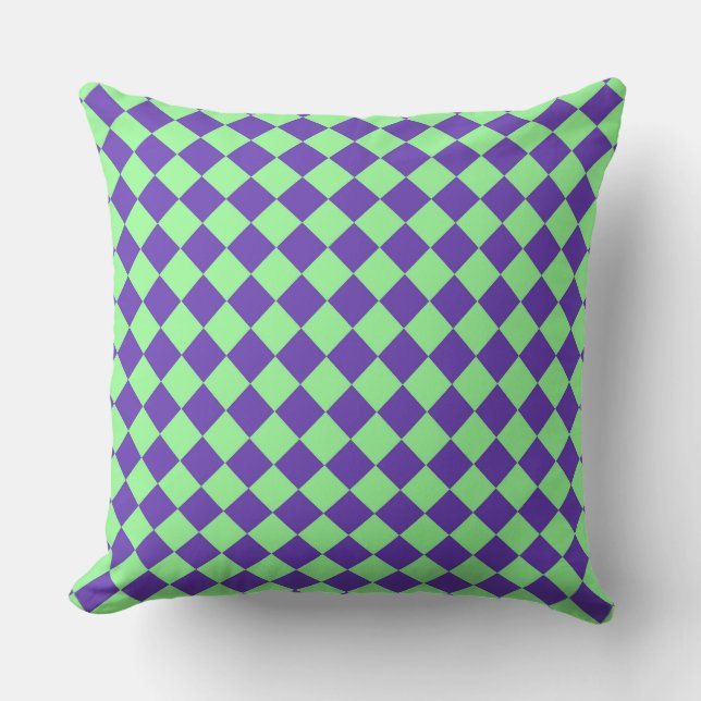 Coussin Motif de diamant Purple Green Checker (Recto)