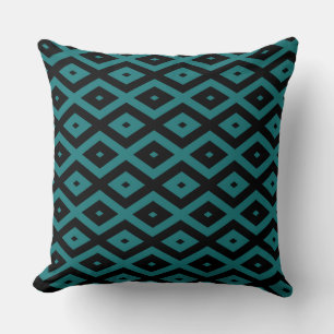 Coussin motif de diamants turquoise et noir