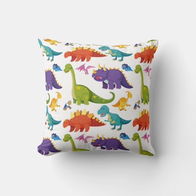 Coussin Motif de dinosaures colorés (Recto)