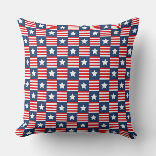 Coussin Motif de drapeau américain rouge, blanc et bleu pa