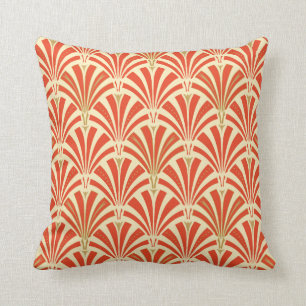 Coussin Motif de fan d'art déco - mandarine