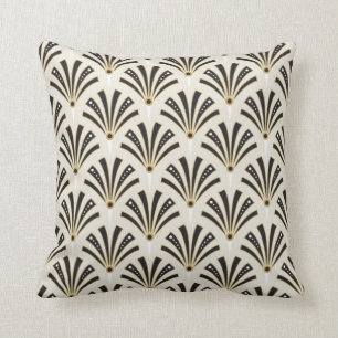 Coussin Motif de fan d'art déco sur la crème 2