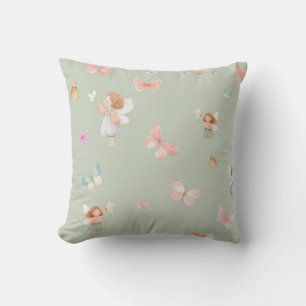 Coussin Motif de fée pastel Design de nurserie papillon mi
