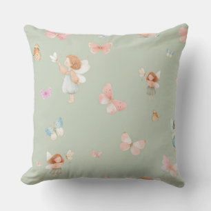 Coussin Motif de fée pastel, design de papillon mignon pou