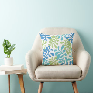 Coussin Motif de feuille Aqua radiante