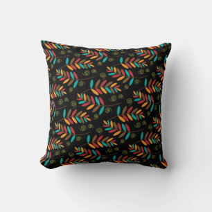 Coussin Motif de feuille d'automne sur le noir
