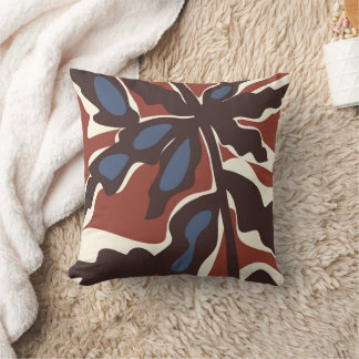 Coussin Motif de feuille rétro abstrait