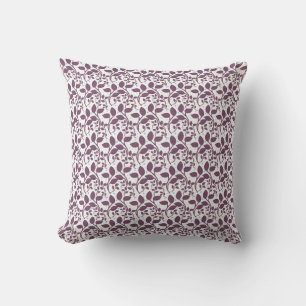 Coussin Motif de feuille violet foncé, élégante impression