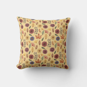 Coussin Motif de feuilles et de fleurs d'automne