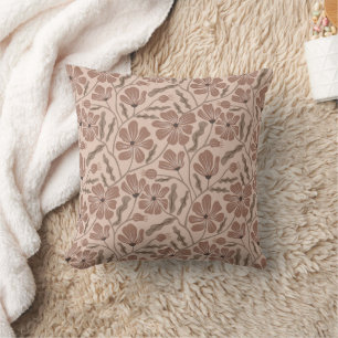Coussin Motif de fleur abstrait Mousse au café