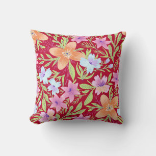 Coussin Motif de fleur coloré au printemps, rose framboise